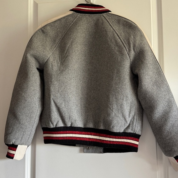 Coach Gray Metallic Patch Wool Varsity Jacket
with Red and White Details - Picture 13 of 14